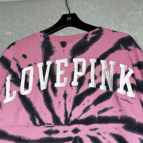 PINK Victorias Secret Sweater Womens Small Dahlia Print Varsity Crew Jacket Top - Picture 2 of 12